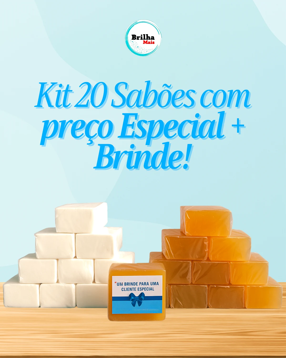 Kit 20 Sabões: pilhas de sabão em barra neutro e glicerinado